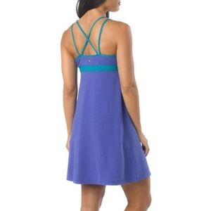 Prana Dress Womens Small Cobalt Blue Built In Shelf Bra Kaley Strappy Turquoise